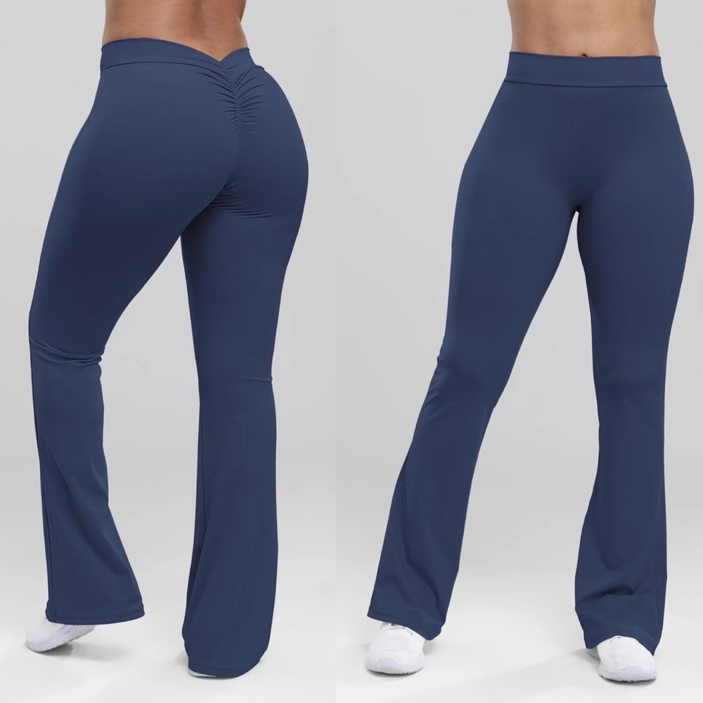 Navy Blue yoga pants with ruched back detail